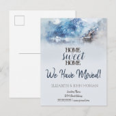 Winter Mountain Lake Home Sweet Home Aankondigingskaart (Voorkant / Achterkant)