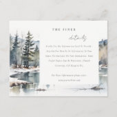 Winter Mountain Lake Landschap Wedding Details Informatiekaartje (Voorkant)