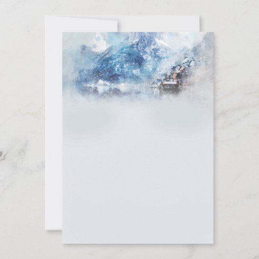 Winter Mountain Lake RSVP Kaart (Achterkant)