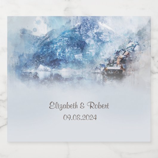 Winter Mountain Lake Sparkling Wijnetiket (Enkel label)