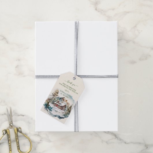 Winter Mountain Lodge Cadeau Label Cadeaulabel (Met Touw)