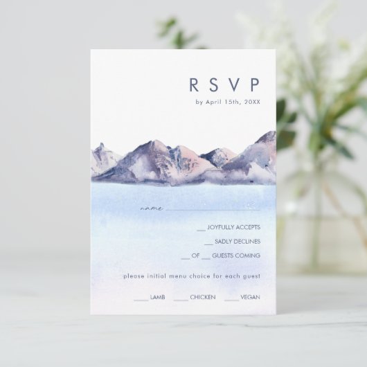 Winter Mountain Menu Keuze RSVP-kaart (Staand voorkant)