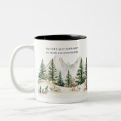 Winter Mountain Mug: Cozy Forest & Snow Tweekleurige Koffiemok (Links)