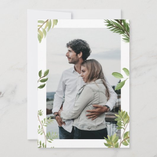 Winter Mountain Pine Tree initialen foto bruiloft Kaart (Achterkant)