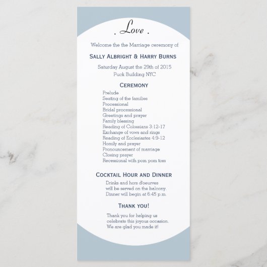 Winter Mountain Pines Trouwprogramma Licht Programmakaart (Achterkant)