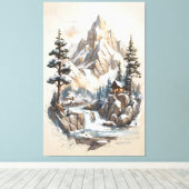 Winter Mountain Retreat Canvas Afdruk (Insitu (Houten vloer))