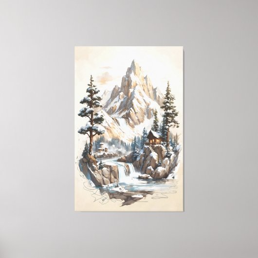 Winter Mountain Retreat Canvas Afdruk (Voorkant)