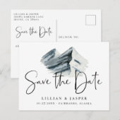 Winter Mountain Save the Date Aankondigingskaart (Voorkant / Achterkant)