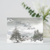 Winter Mountain Save the Date Wedding Announding (Staand voorkant)