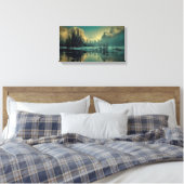 Winter Mountain Scene aan het meer Canvas Afdruk (Insitu (Slaapkamer))