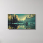 Winter Mountain Scene aan het meer Canvas Afdruk (Voorkant)