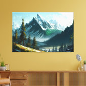 Winter Mountain Scene Canvas Afdruk (Insitu (Woonkamer))