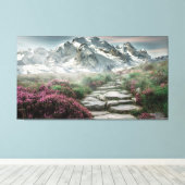 Winter Mountain Scene Canvas Afdruk (Insitu (Houten vloer))