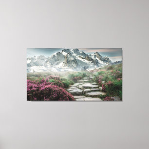 Winter Mountain Scene Canvas Afdruk