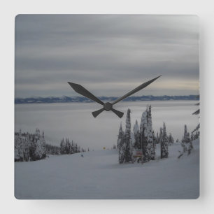 Winter Mountain Scene Vierkante Klok