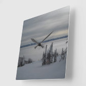 Winter Mountain Scene Vierkante Klok (Hoek)