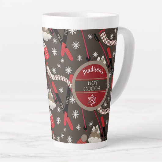 WInter Mountain Ski Holiday Snowflake Hot Cocoa La Latte Mok (Rechterhoek)