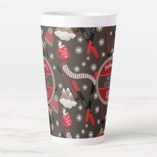 WInter Mountain Ski Holiday Snowflake Hot Cocoa La Latte Mok (Voorkant)