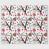WInter Mountain Ski Trip Theme Pattern Wrapping Pa Cadeaupapier (Vlak)