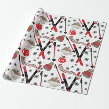 WInter Mountain Ski Trip Theme Pattern Wrapping Pa