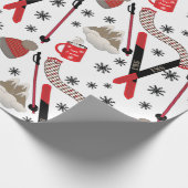 WInter Mountain Ski Trip Theme Pattern Wrapping Pa Cadeaupapier (Hoek)