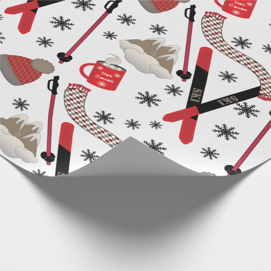 WInter Mountain Ski Trip Theme Pattern Wrapping Pa Cadeaupapier (Hoek)