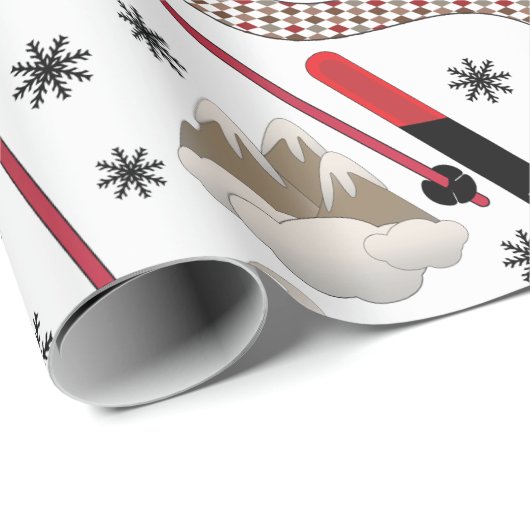 WInter Mountain Ski Trip Theme Pattern Wrapping Pa Cadeaupapier (Rol Hoek)
