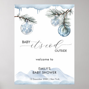 Winter Mountain Sneeuwvlok Baby Shower Welkom Poster