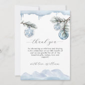 Winter Mountain Snowflake Ornament Baby Shower  Bedankkaart (Voorkant)