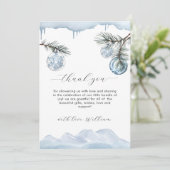 Winter Mountain Snowflake Ornament Baby Shower  Bedankkaart (Staand voorkant)