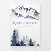 Winter Mountain Snowy Village Foto van Kerstmis Drieluik Wenskaart (Cover)