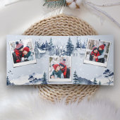 Winter Mountain Snowy Village Foto van Kerstmis Drieluik Wenskaart