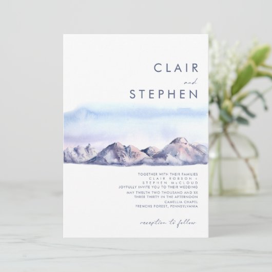 Winter Mountain Sunset All-in-One bruiloft Kaart (Staand voorkant)