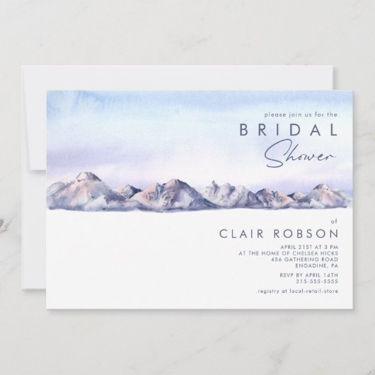 Winter Mountain Sunset bruids douche uitnodiging (Voorkant)