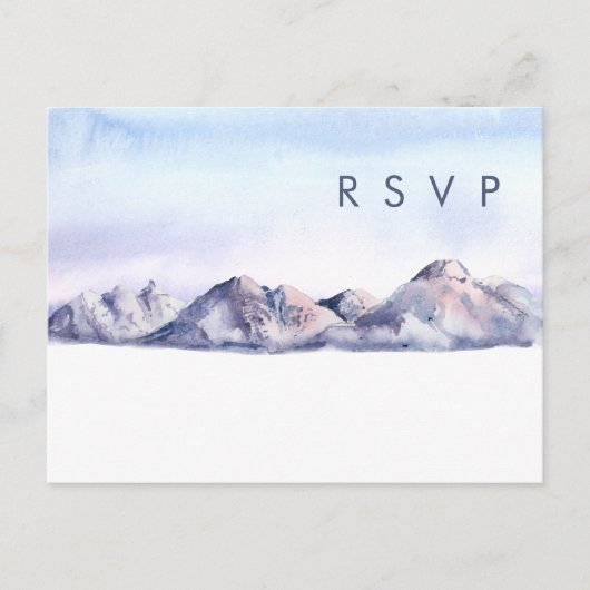 Winter Mountain Sunset Bruiloft RSVP Briefkaart (Voorkant)