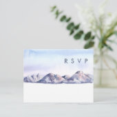 Winter Mountain Sunset Bruiloft RSVP Briefkaart (Staand voorkant)