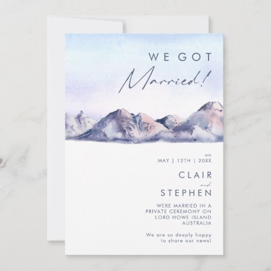 Winter Mountain Sunset Elopement aankondiging (Voorkant)