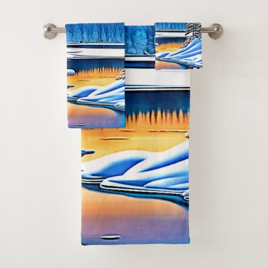 Winter Mountain Sunset Glow Bad Handdoek (Insitu)