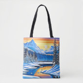Winter Mountain Sunset Glow Tote Bag (Voorkant)