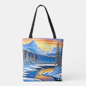 Winter Mountain Sunset Glow Tote Bag (Achterkant)