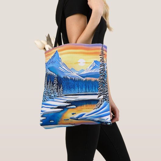 Winter Mountain Sunset Glow Tote Bag (Dichtbij)
