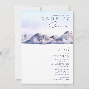 Winter Mountain Sunset Koppels Douche Uitnodiging