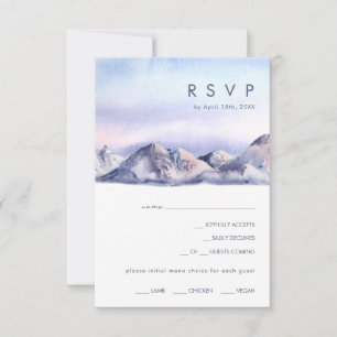 Winter Mountain Sunset Menu Keuze RSVP-kaart