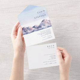 Winter Mountain Sunset Seal and Send All In One Uitnodiging