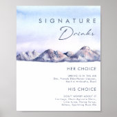 Winter Mountain Sunset Signature Drinks Sign Poster (Voorkant)