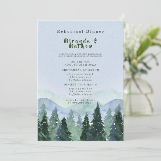 Winter Mountain Tree Scenersal Dinner Kaart (Staand voorkant)