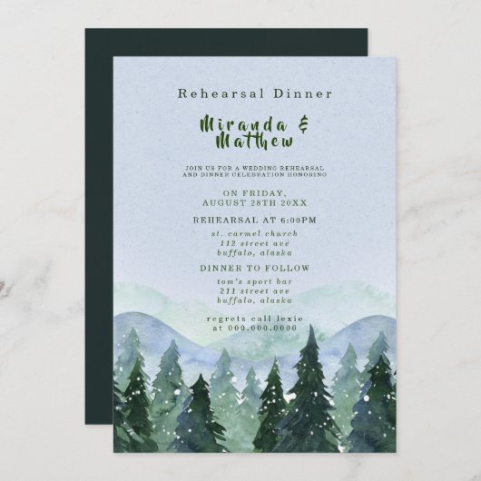 Winter Mountain Tree Scenersal Dinner Kaart (Voorkant / Achterkant)