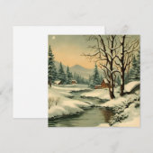 Winter Mountain Village aan de Creek Feestdagenkaart (Voorkant / Achterkant)