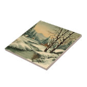 Winter Mountain Village aan de Creek Tegeltje (Zijkant)