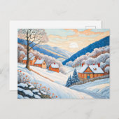 Winter Mountain Village in de ochtendzon Briefkaart (Voorkant / Achterkant)